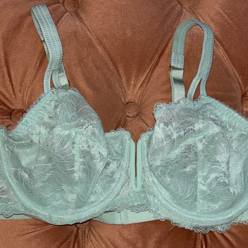 Auden Lace Underwire Bra in Light Green